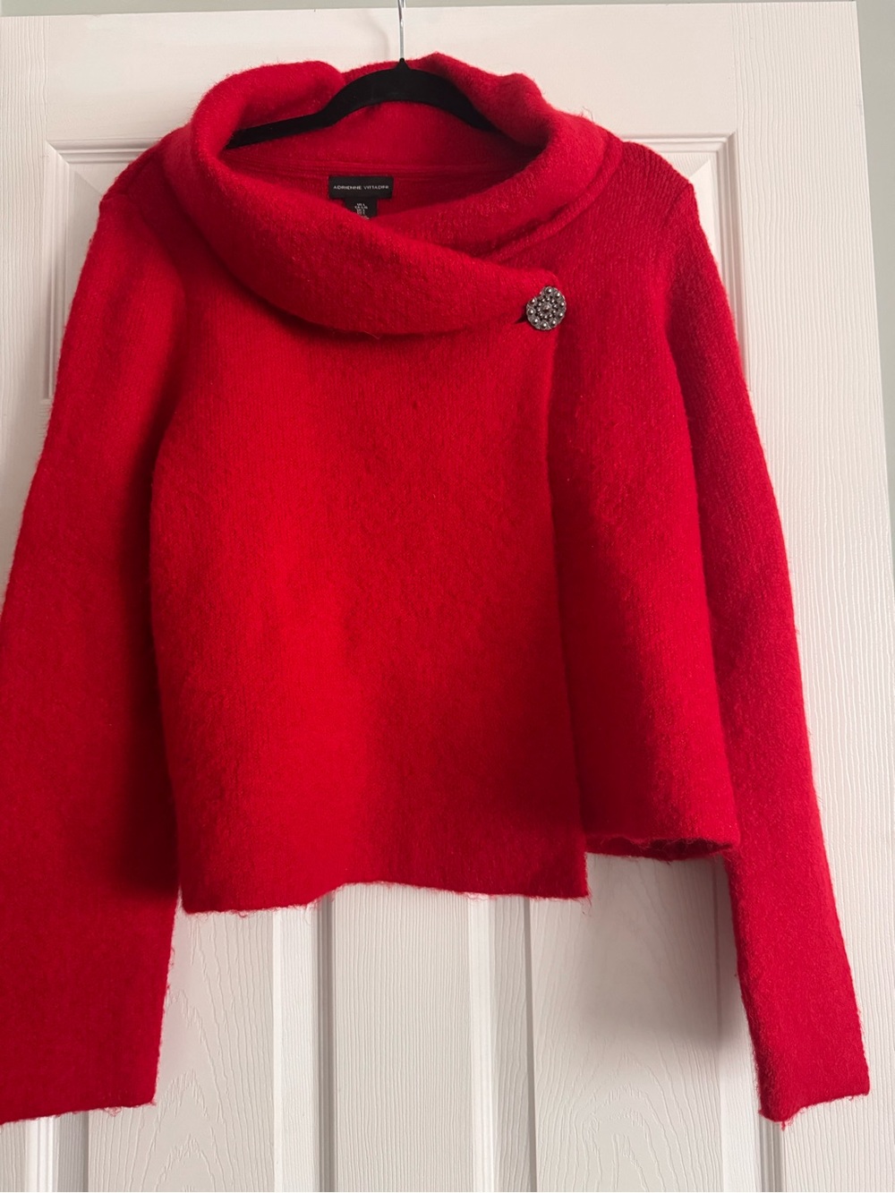Bright Red Cowl Neck Women's Sweater -